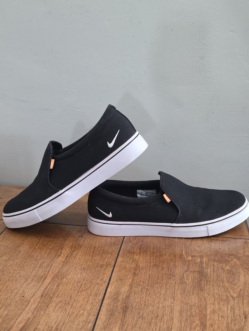 Nike Black Slip-On Canvas Loafers with White Sole